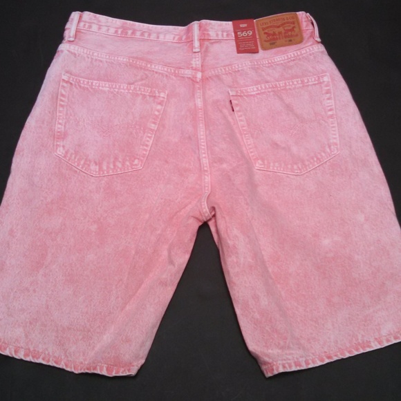 mens pink jean shorts